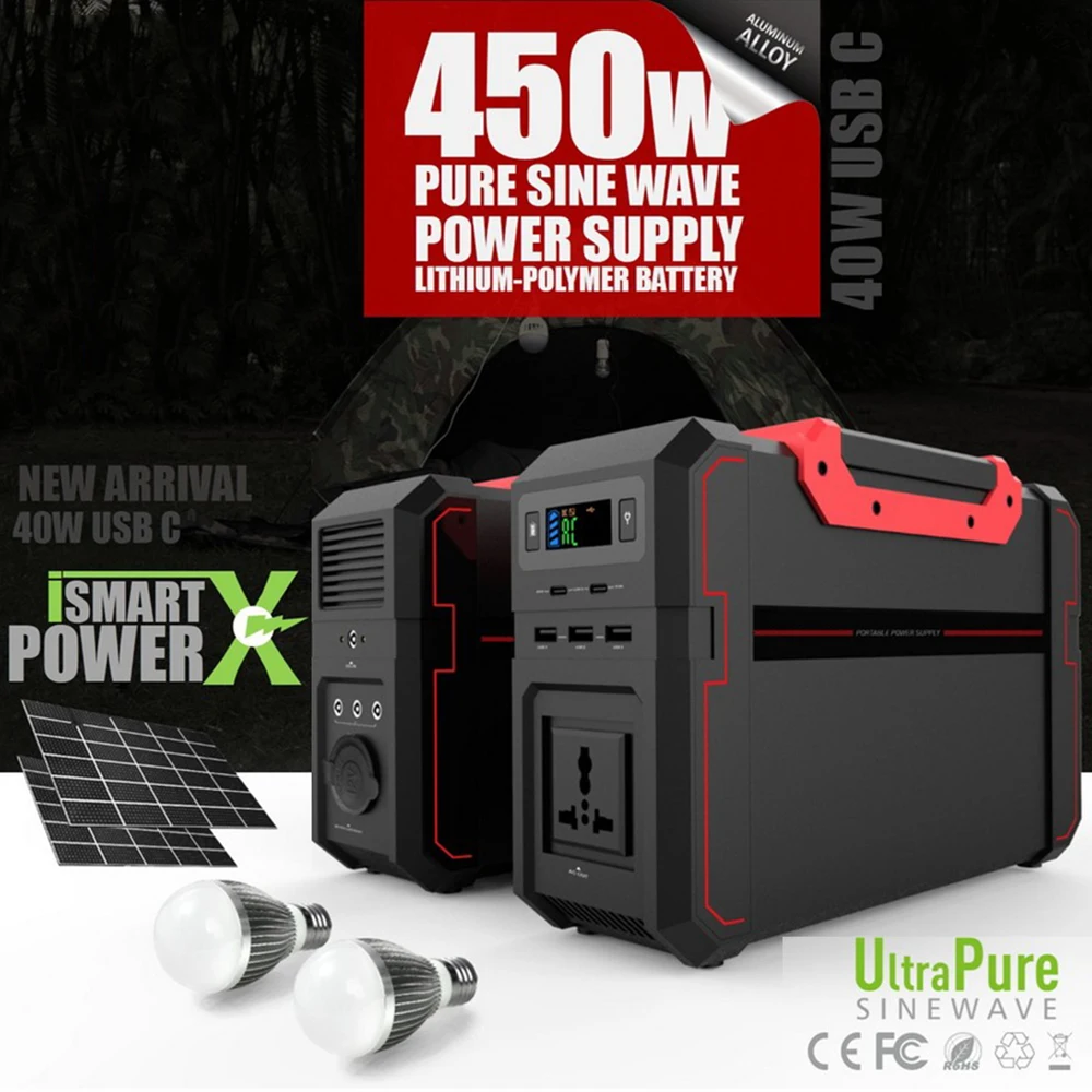 US $468.86 444Wh Camping Generator Lithium Polymer Battery Powered Generator450W AC Output Multifunction Power Station For Travel
