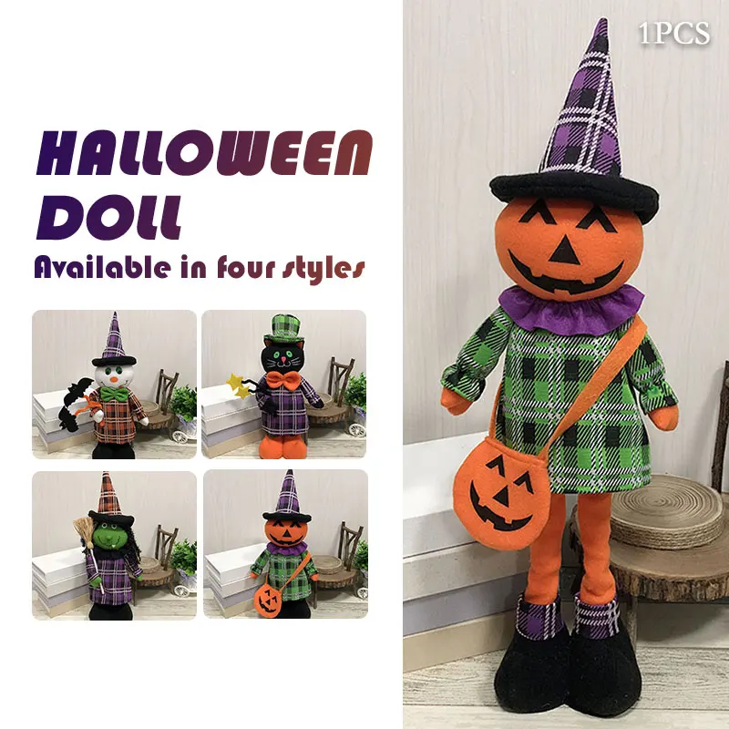 

Halloween Doll Halloween Decoration Extensible Cloth Witch Black Cat Pumpkin Ghost Prop Plush Doll Lovely Party Decor Home Toys