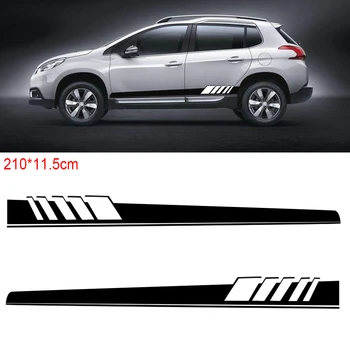 

210 x 11.5CM PVC Black Stripe Personality Car Racing Body Side Body Sticker Creative Car Sticker