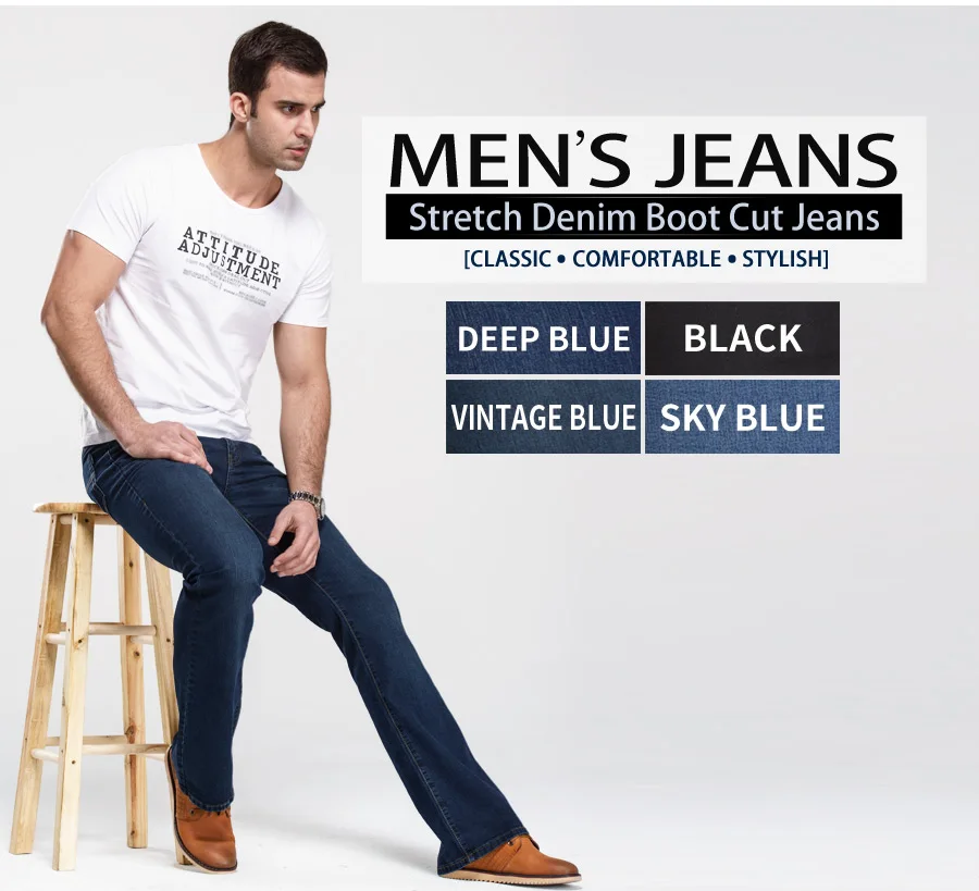 FIFY STORE Jeans coupe légèrement évasée pour Homme Stylé  