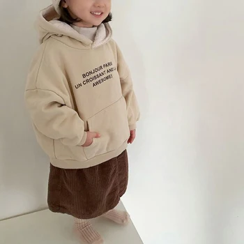 

Chifuna New Fall winter letter plus velvet Loose baby girl clothes baby boy clothes toddler girl clothes toddler boy clothes