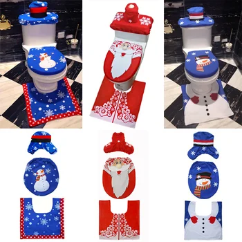

2019 New Year xmas decoration Christmas Ornament Home Bathroom Toilet Seat Xmas Party Supplies New Year Home Bathroom Set