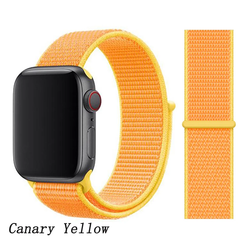 Спортивная петля ремешок apple watch band 42 мм 38 мм apple watch 4 3 band iwatch band 44 мм 40 мм correa pulseira 42 44 нейлоновый ремешок для часов - Цвет ремешка: Canary yellow N2