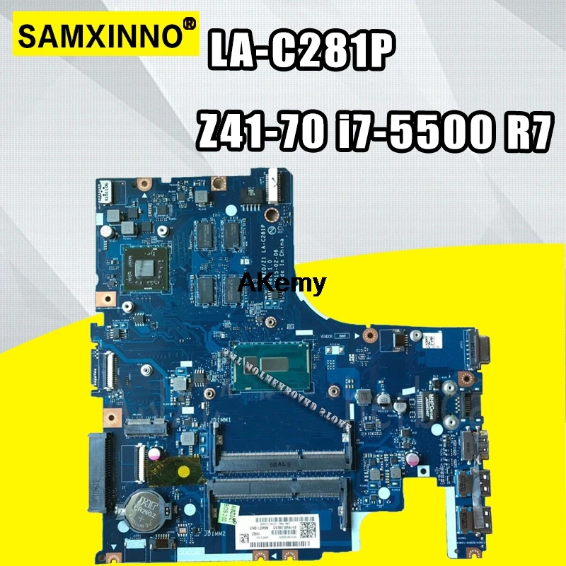 

AIWZ0/Z1 LA-C281P Laptop motherboard for Lenovo Z41-70 Test original mainboard I7-5500U R7-Video