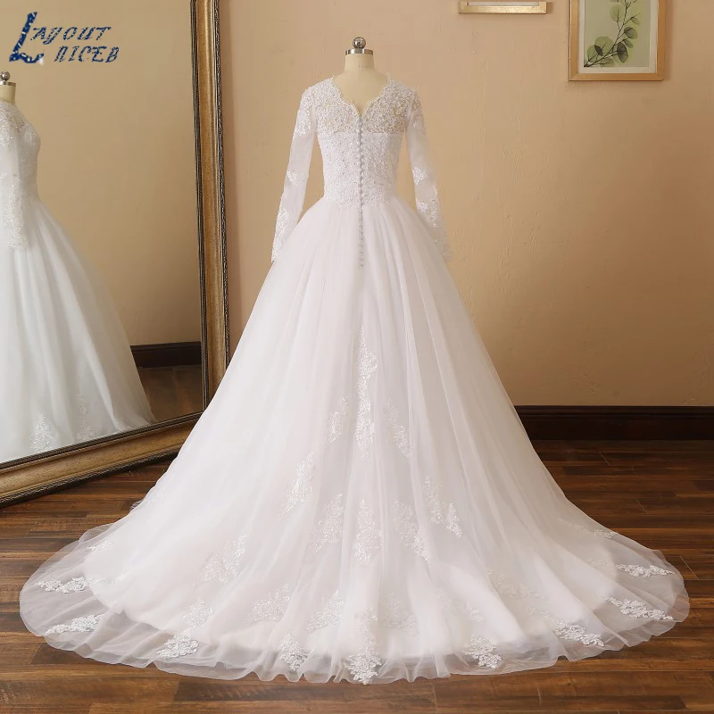 YQS019 Robe De Mariee горячая Распродажа кружевное свадебное платье трапециевидной формы со шлейфом шикарное длинное свадебное платье с рукавами на заказ