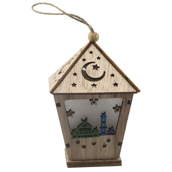 

Mini Holiday Wall Hanging Crafts House Shape Home Decor Wood Ornament Indoor Outdoor Bedroom Garden With LED Light Living Room