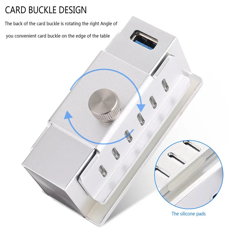 AAAE топ-USB 3,0 зажим Hub премиум алюминиевые 4-портовый концентратор Регулируемая скоба для крепления Для iMAC тонкий Unibody все-в-одном для рабочего стола или какой-либо