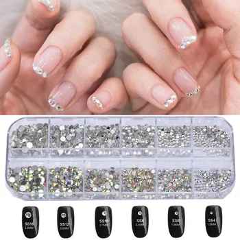 

6 Sizes Of Crystal Nail Art Rhinestones And Transparent Crystal Rhinestones With Tweezers And Rhinestone Pick-point Pens