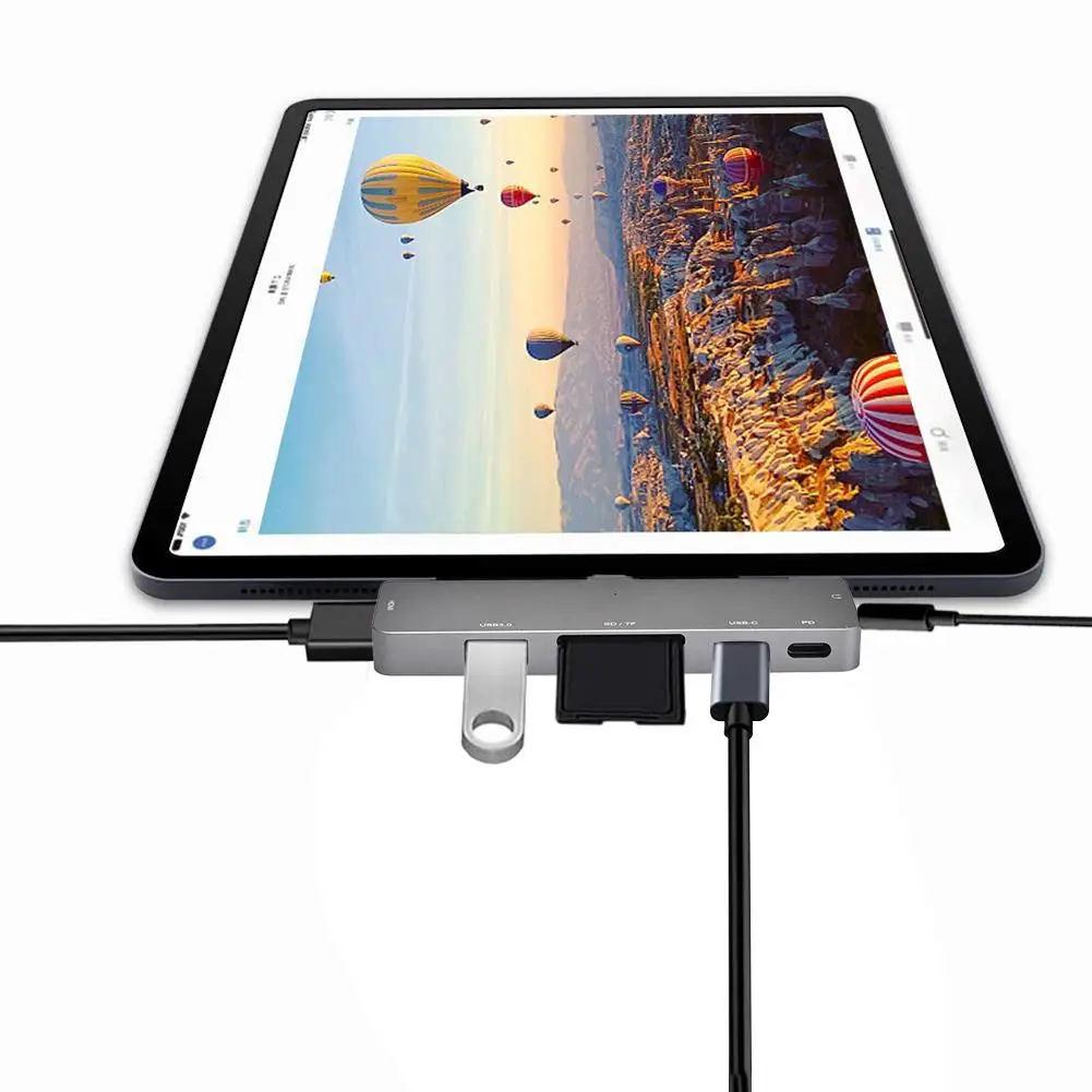 USB C концентратор 7 в 1 USB C адаптер USB 3,0 TF кард-ридер USB C универсальный док-ридер для ноутбука или смартфона# W1