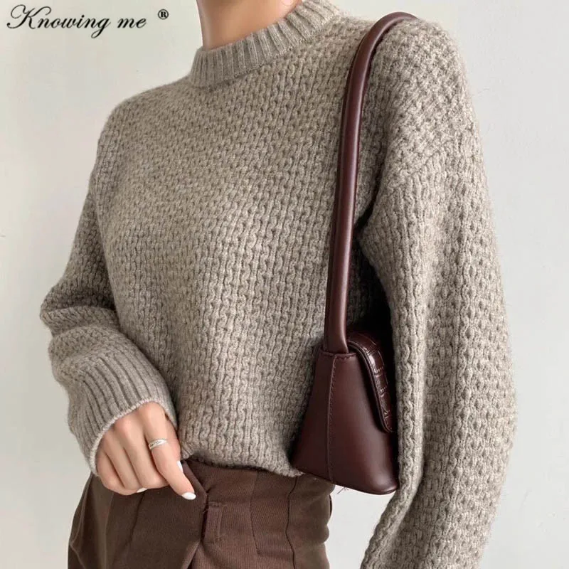 Warm Thick sweater Women 2020 Loose Sweater Knitted Female winter Solid Tops Elegant Autumn o neck Oversized Pullovers | Женская одежда