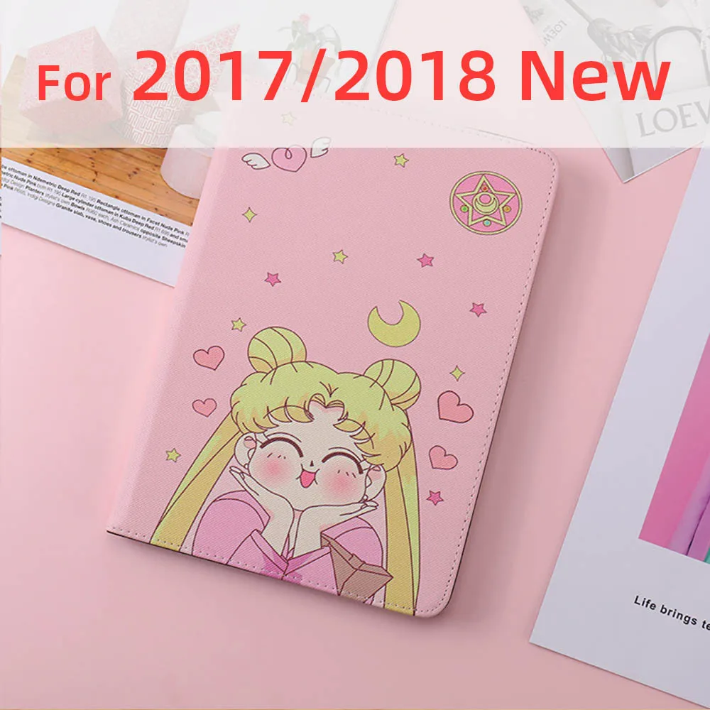 Cute 2017 2018 Сейлор Мун Чехлы для iPad Pro 10,5 11 IPad Air 1 2 IPad Mini 3 4 5 A1823 A1475 A2125 прекрасные кожаные обложки автоматическое выключение - Цвет: Cute 2017 2018