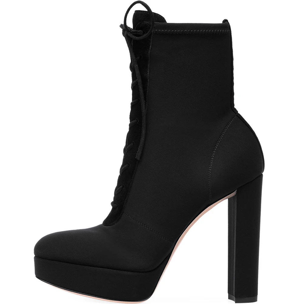 Women Chunky High Heel Mid Calf Boots Sexy Evening Party Dress Mature