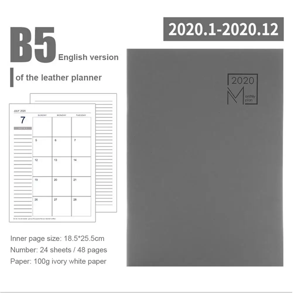 2020 Planner Weekly Monthly Notebook Leather Cover Life Planner 24 Sheets Diary Book Personal Agenda To Do List For Students 2020 Planner Weekly Monthly Notebook Leather Cover Life Planner 24 Sheets Diary Book Personal Agenda To Do List For Students