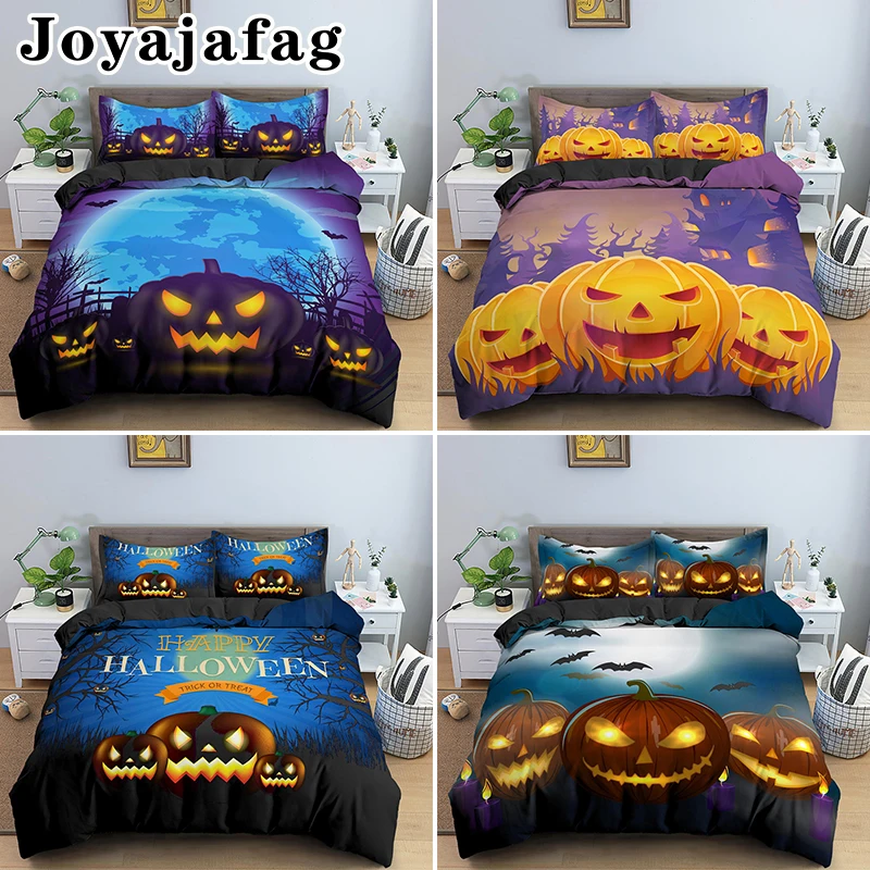 Happy Halloween Pumpkin Bedding Set Single Double King Queen Duvet Cover With Pillowcase Festival Bed Sets For Kids Adult