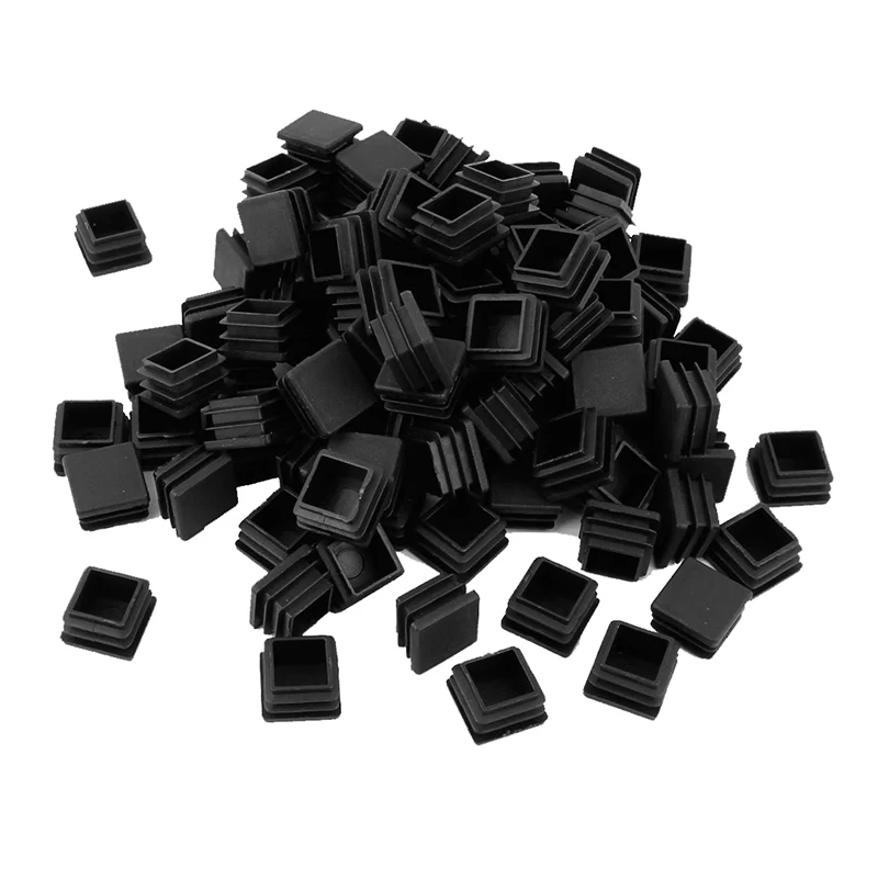 New 100pcs Plastic Square Tube Inserts End Blanking Caps 20mm x Black |
