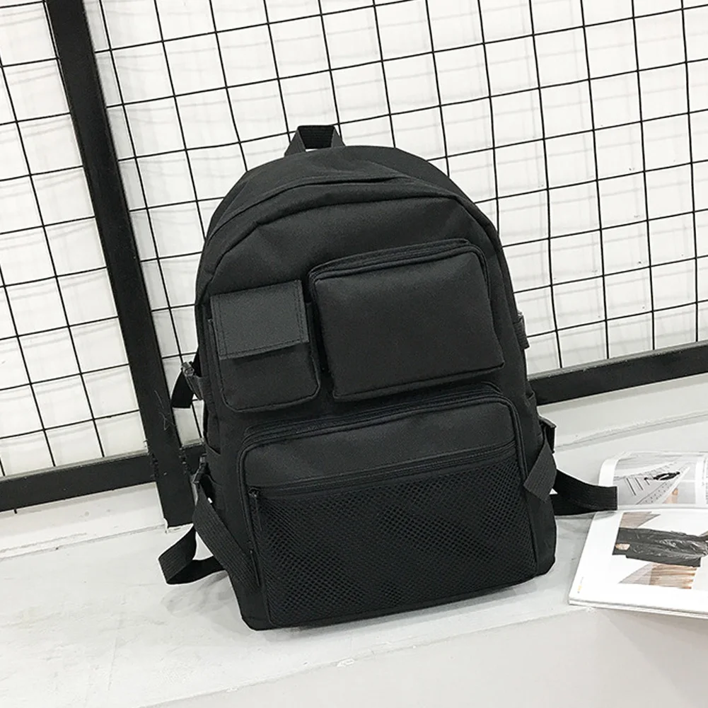 

Large Capacity Mesh Solid Travel Luggage Book Casual Adjustable Strap Zipper Student Laptop Backpack Storage Schoolbag Men Women