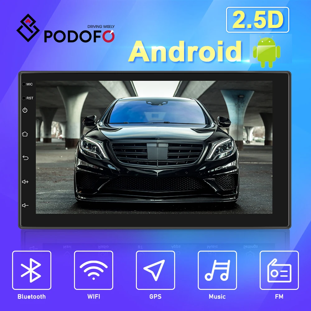 Автомагнитола Podofo универсальная мультимедийный плеер на Android с 7 &quotэкраном GPS Навигатором Wi Fi для Volkswagen Nissan