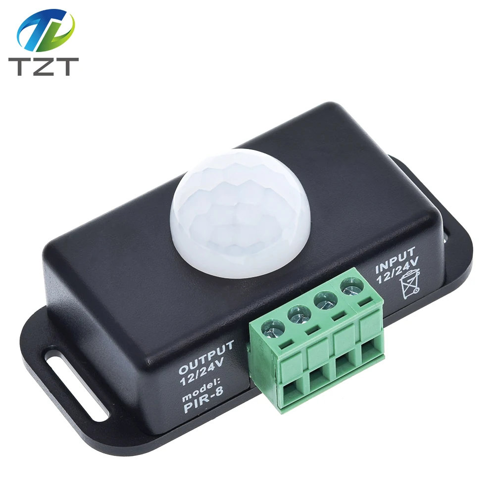 TZT DC 12 В 24 В 8A Автоматическая регулировка движения PIR сенсор переключатель ИК инфракрасный детектор светильник переключатель модуль для светодиодной ленты светильник