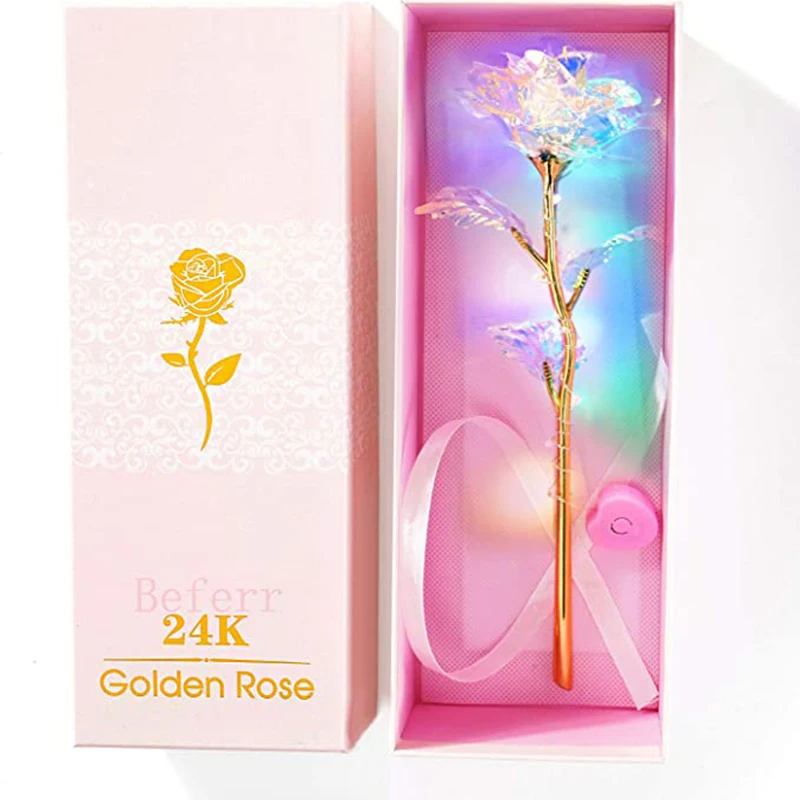 

Forever Rose Flower 24k Gold Artificial LED Light Rose Gift for Girlfriend Wife Mum Valentine's Mother's Day Birthday Christmas