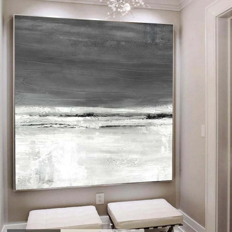 黒  白の抽象絵画ミニマ大キャンバスアート黒と白の壁アート抽象油絵抽象キャンバスアート|絵画  書道| - AliExpress