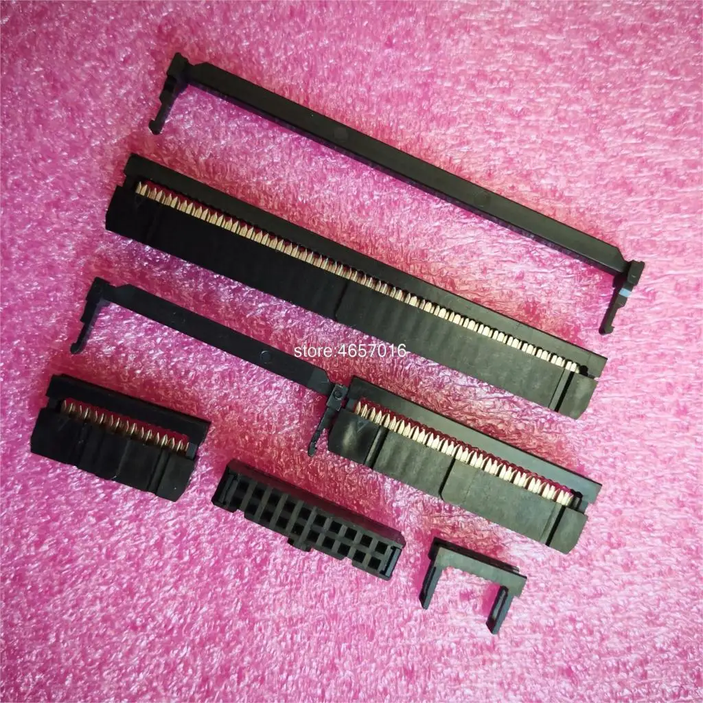 

50 pcs 0.10" 2.54mm Pitch 6 Position 8 10 12 14 16 18 20 24 26 30 34 40 Pin Female IDC Socket IDC Connector Ribbon Cable 1.27mm