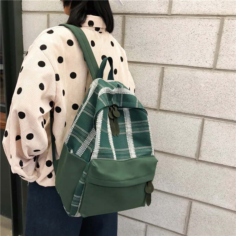 

Academic style plaid student bag female leisure girlfriends large backpack