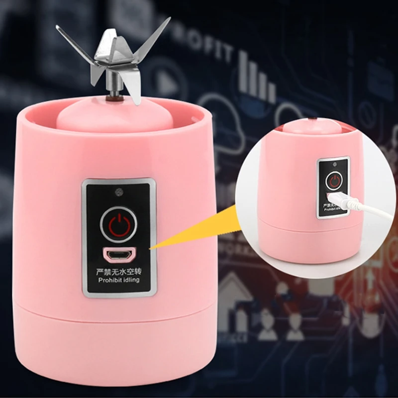 ABRA-400Ml 6 лезвий мини Usb перезаряжаемая портативная электрическая соковыжималка для фруктов смузи, блендер, Спортивная бутылка, соковыжималка Cu