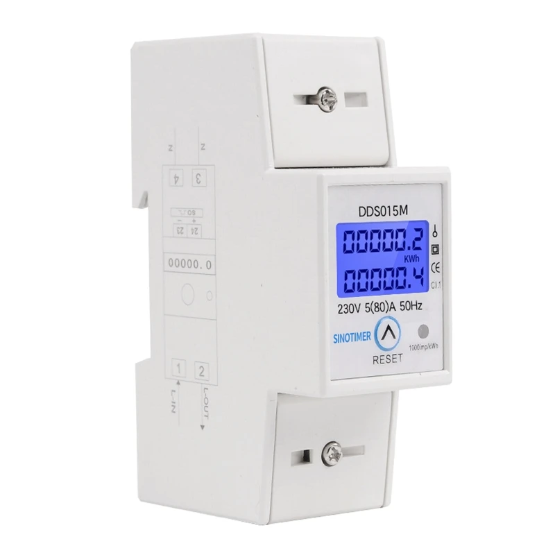 

DDS015M 230V Power Watt Meter w Reset Voltage Ampere Electric Consumption 5(80A)
