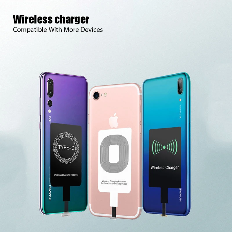 Wireless Charging Receiver Micro USB Type C Universal Fast Wireless Charger For iPhone Samsung Huawei Xiaomi Charging Receiver iphone charging pad