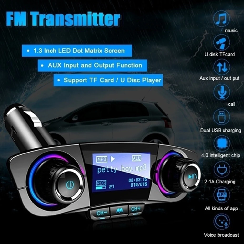 Беспроводной Bluetooth Handsfree Вызов автомобильный комплект fm-передатчик Автомобильный MP3