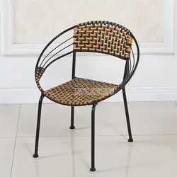 1 комплект 2 шт. плетеный стул для отдыха из ротанга простой PE ротанга стальной каркас балкон гостиная стул Луна Форма спинки для детей S