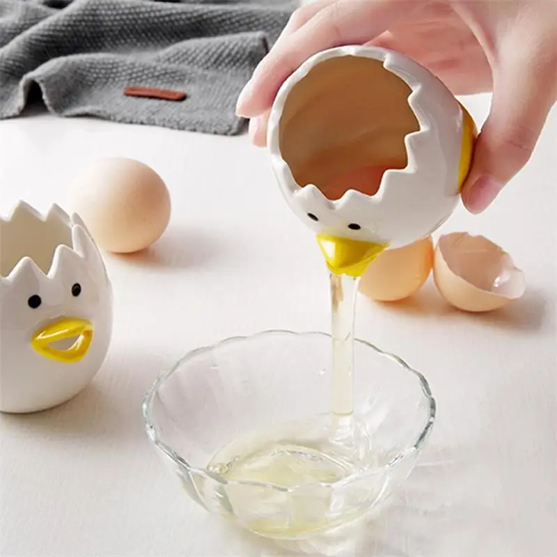 Kitchen Egg White Separator Yolk Dividers Ceramic Cartoon Chicken Cute Kitchen