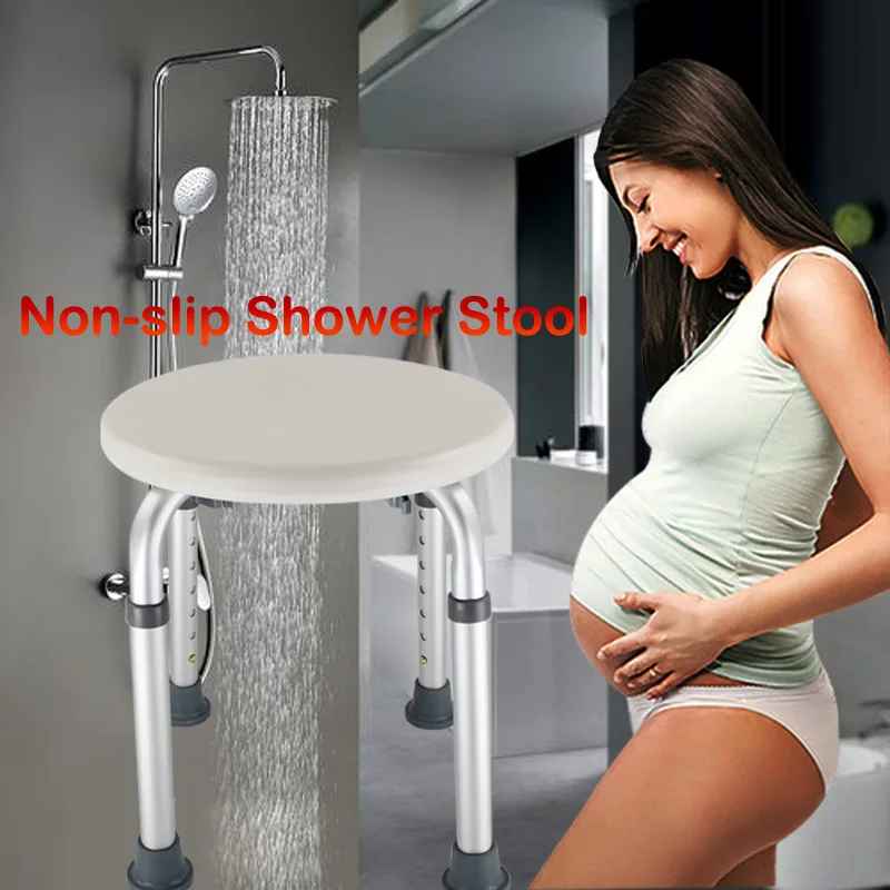 Non-slip Seat Without Back Toilet Bathroom Chair Height Adjustable Shower Stool Adult Kids Elderly Pregency Disabled Bath Aids