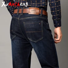Xuan Sheng прямые мужские джинсы синий черный хлопок стрейч удобные брендовые классические брюки модные уличные джинсы