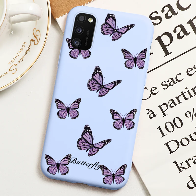 Leopard Phone Case For Samsung Galaxy A41 a41 Case Cute Cat Cover For Samsung A 41 a 41 Flame Butterfly Flower Phone Capa 6.1" kawaii samsung cases