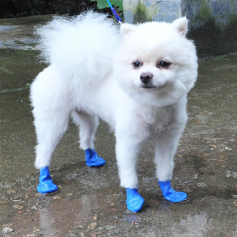 Title 6, 4Pcs Pet WaterProof Rain Shoes Anti-slip Rubber...