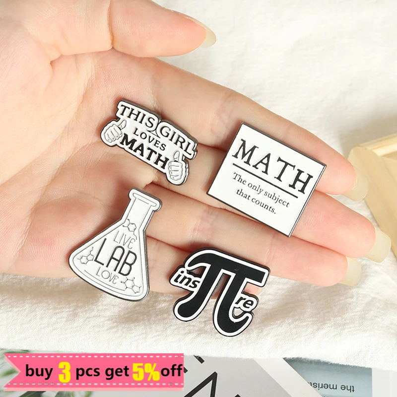 Gift Mathematics Enamel Pin Math and Science Brooches Backpacks Lapel Pins Badge Cartoon Metal Jewelry for Friends mathematics enamel pin