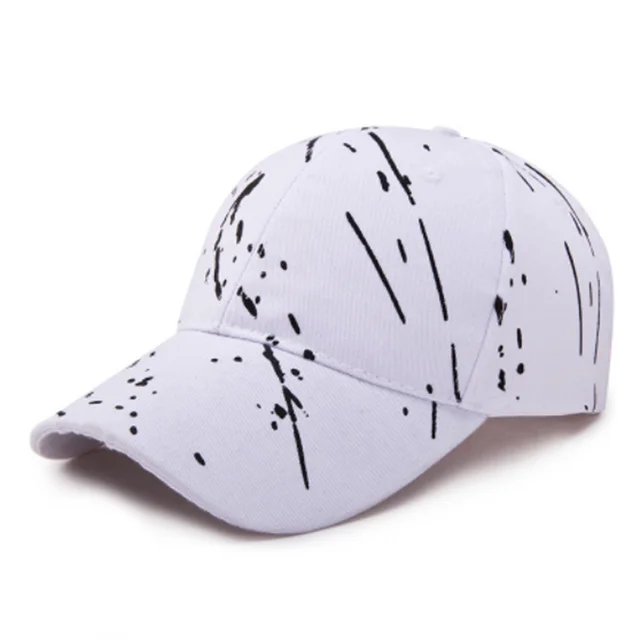 Trendy Adult Baseball Cap Korean Art Print Men and Women Sun Visor Baseball Cap Hat Sunscreen Fashion Adjustable Cap Black White white
