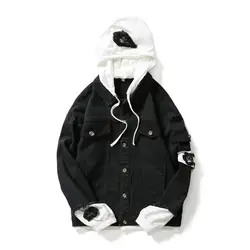 2019 Мужская куртка осенне-зимнее пальто модная хип-хоп тонкая Студенческая одежда с капюшоном Повседневная джинсовая рубашка