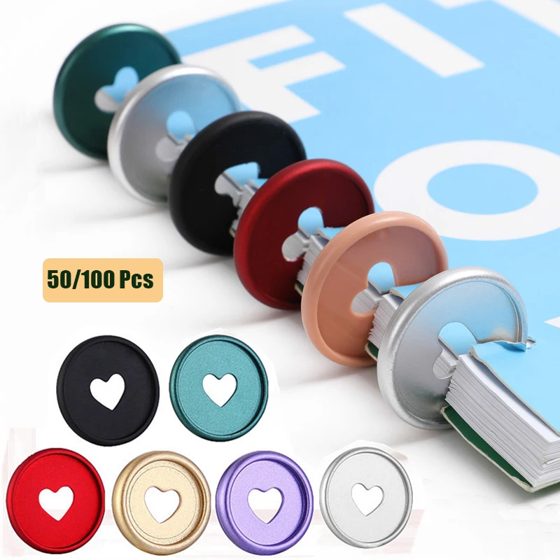 

50/100 Pcs Matte Heart Binder Disc for Notebooks 24mm Diy Planner Discs Loose Leaf Mushroom Binder Rings for Scrapbooking A20-S7