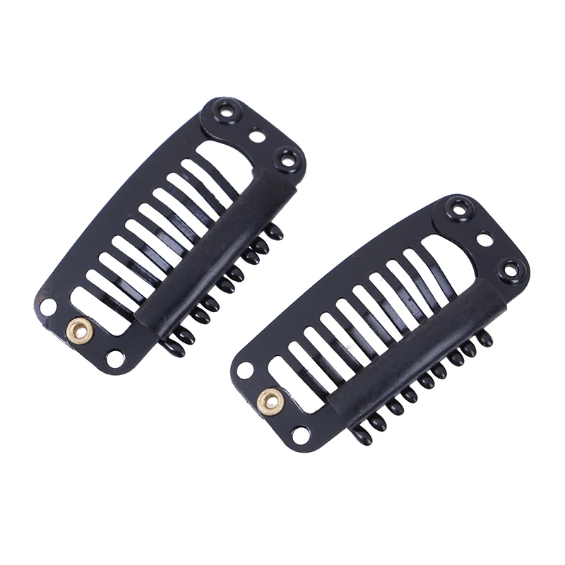 10/100Pcs Rubber Wig Clips For Hair Extensions Black 3.3CM 9 Claws Wig Combs Hair Clips For Weave Extensions U/Wire Shape Clips