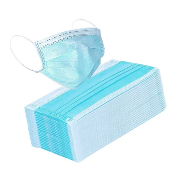 

In stock 50pcs Disposable Face Masks with Elastic Ear Loop 3 Ply Filter Anti-Dust Breathable Flu Protection