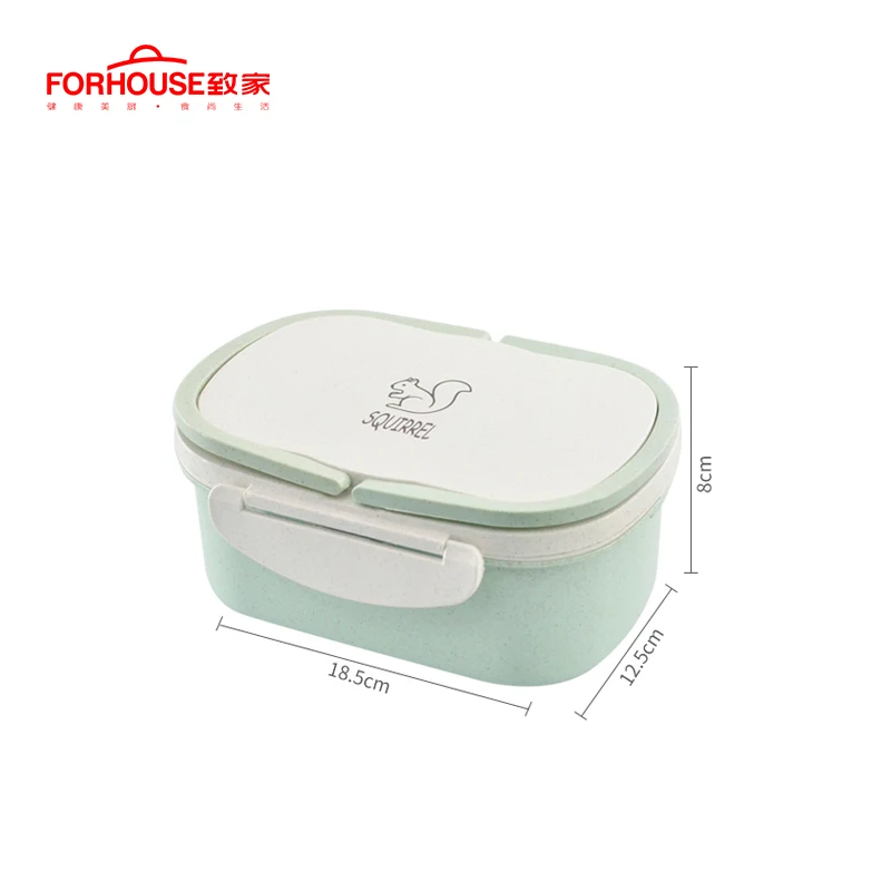 green Детский Ланч-бокс трехслойный Bento box переносной пищевой контейнер для детей с ручкой и ложкой - Цвет: green