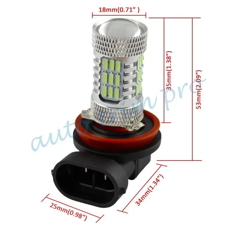  Vehicle Foglight Fog Light Driving Lamp Projector Lens LED Bulb Trim Fit For H11 H8 45SMD Ice Blue  - 4000225778255