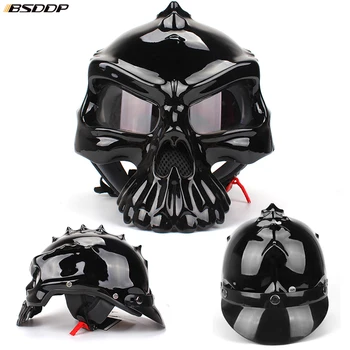 

personality fashion Double Use Helmet Skull Motorcycle Helmet Half Face Helmets Capacetes Casco Retro Casque for kawasaki KTM