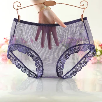 

Sexy Women Panties Lace Ultra-thin Transparent Bragas Mujer Women's Briefs Panty Plus Size Mid-rise Women Underwear Lingerie