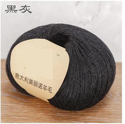 black gray 50 г = 1 шт. итальянская мериносовая шерсть пряжа ручной трикотаж пряжа детский кашемир 48S камвольная пряжа кашемир-тип Натуральная шерсть, пряжа - Цвет: black gray