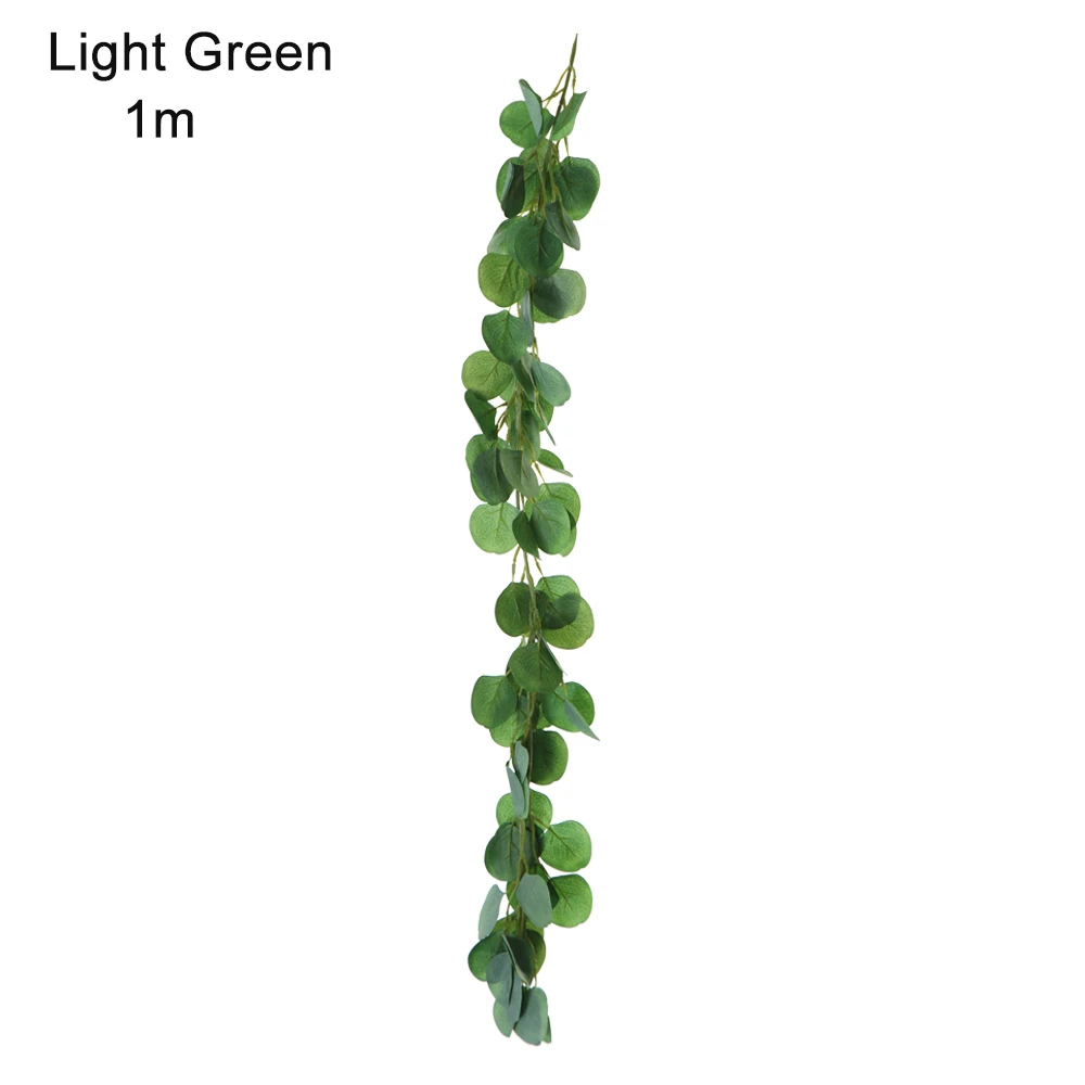 light green-1M 1 м/2 м Эвкалиптовый венок листва искусственные листья из ротанга DIY свадебная гирлянда домашний декор искусственные DIY - Цвет: light green-1M