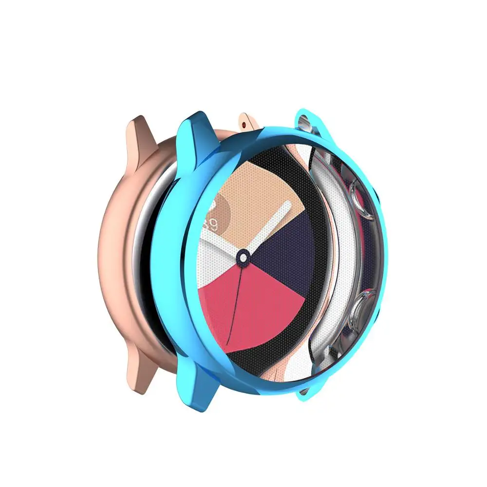 Plating blue Чехол для часов samsung galaxy Watch active/R500, чехол, покрытие, цветной прозрачный мягкий ТПУ Пластиковый защитный чехол - Цвет: Plating blue