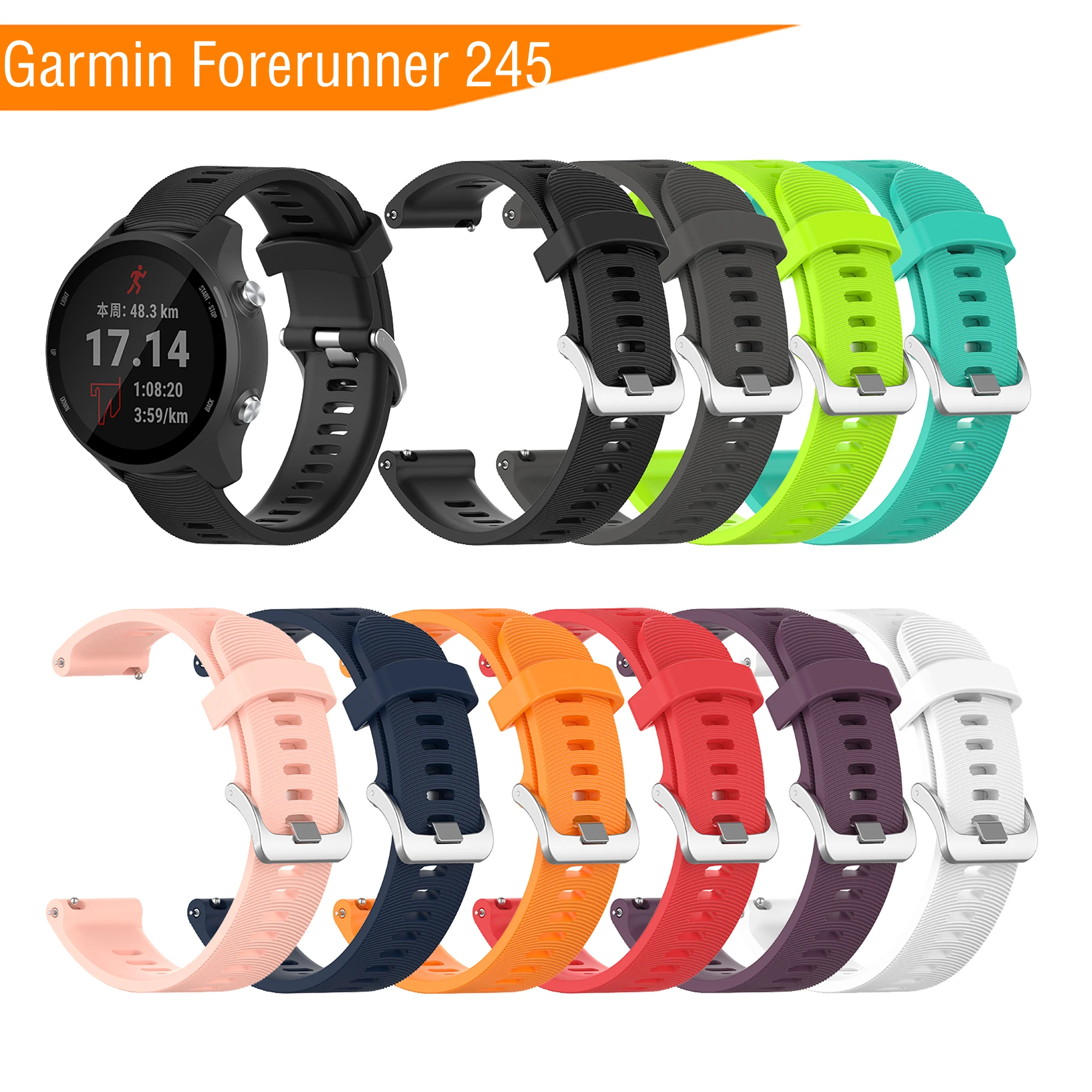 Спортивный силиконовый ремешок для Garmin Forerunner 245 645 Смарт-часы Регулируемый